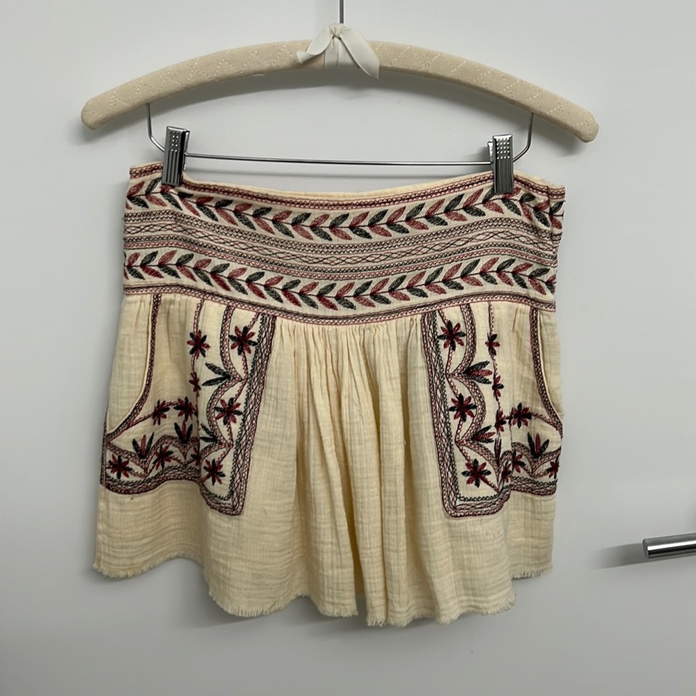 Isabel Marant Cream Embroidered Mini Skirt Boho